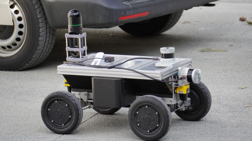 ARTI robot CHASI equipped with another sensor for autonomous data acquisition for inspection.